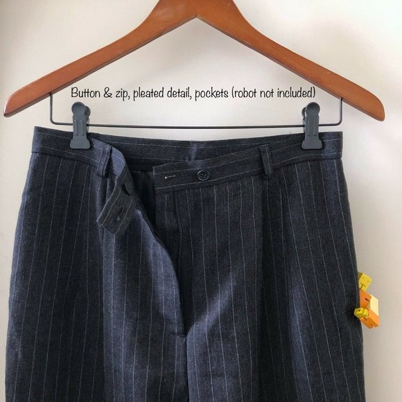 Talbots Pleated Striped Wool Pants - Picture 4 of 7